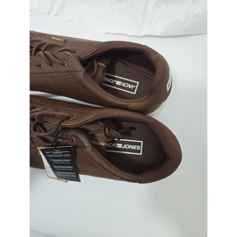 Jack & Jones Men's Brown Faux Leather Sneakers Casual Shoes EU 46 US 13 New